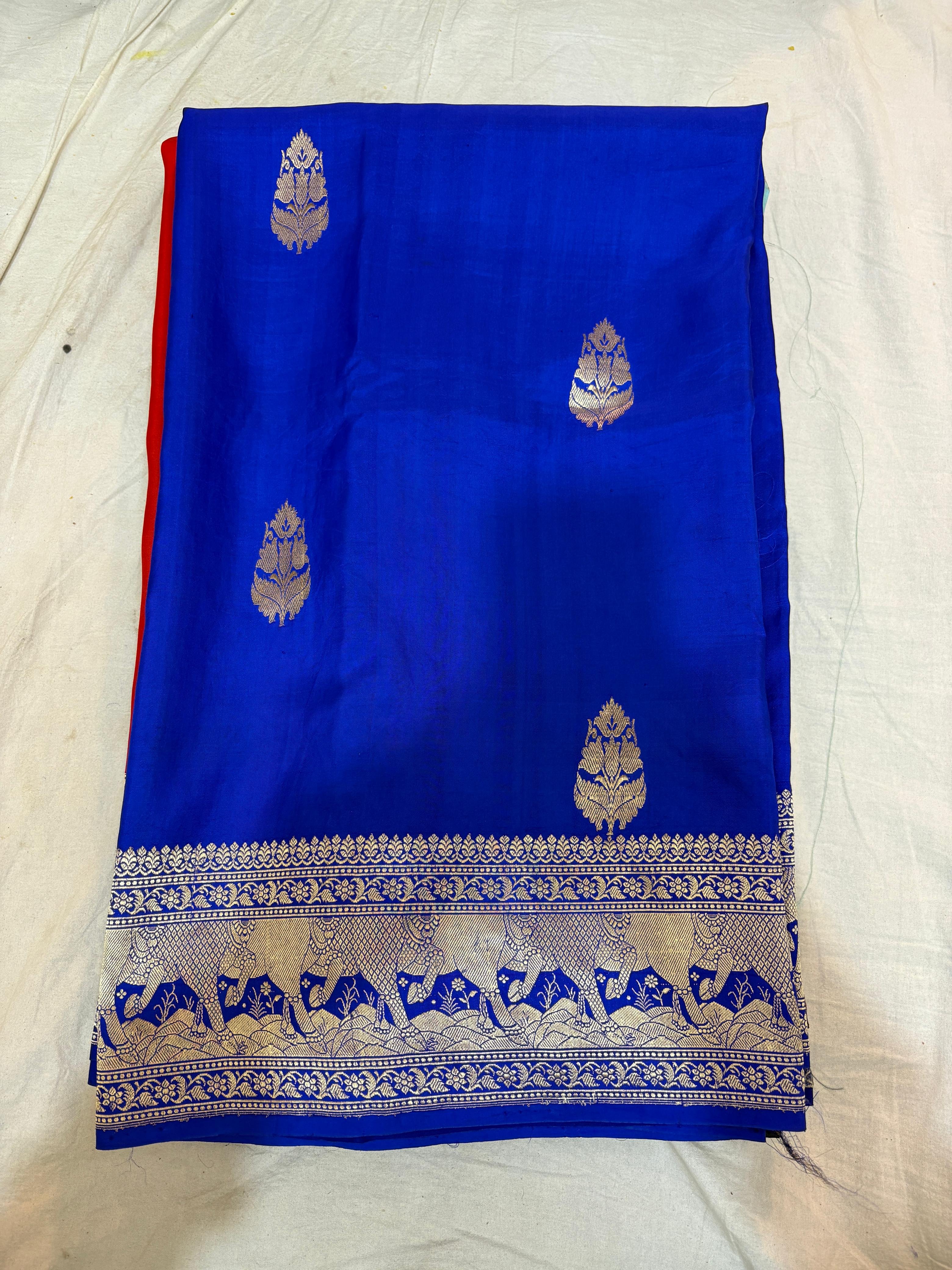 Electric Blue Pure Katan Silk Saree - Detail View 2 Electric Blue Pure Katan Silk Saree - Detail View 2 | Shri Geeta Sarees