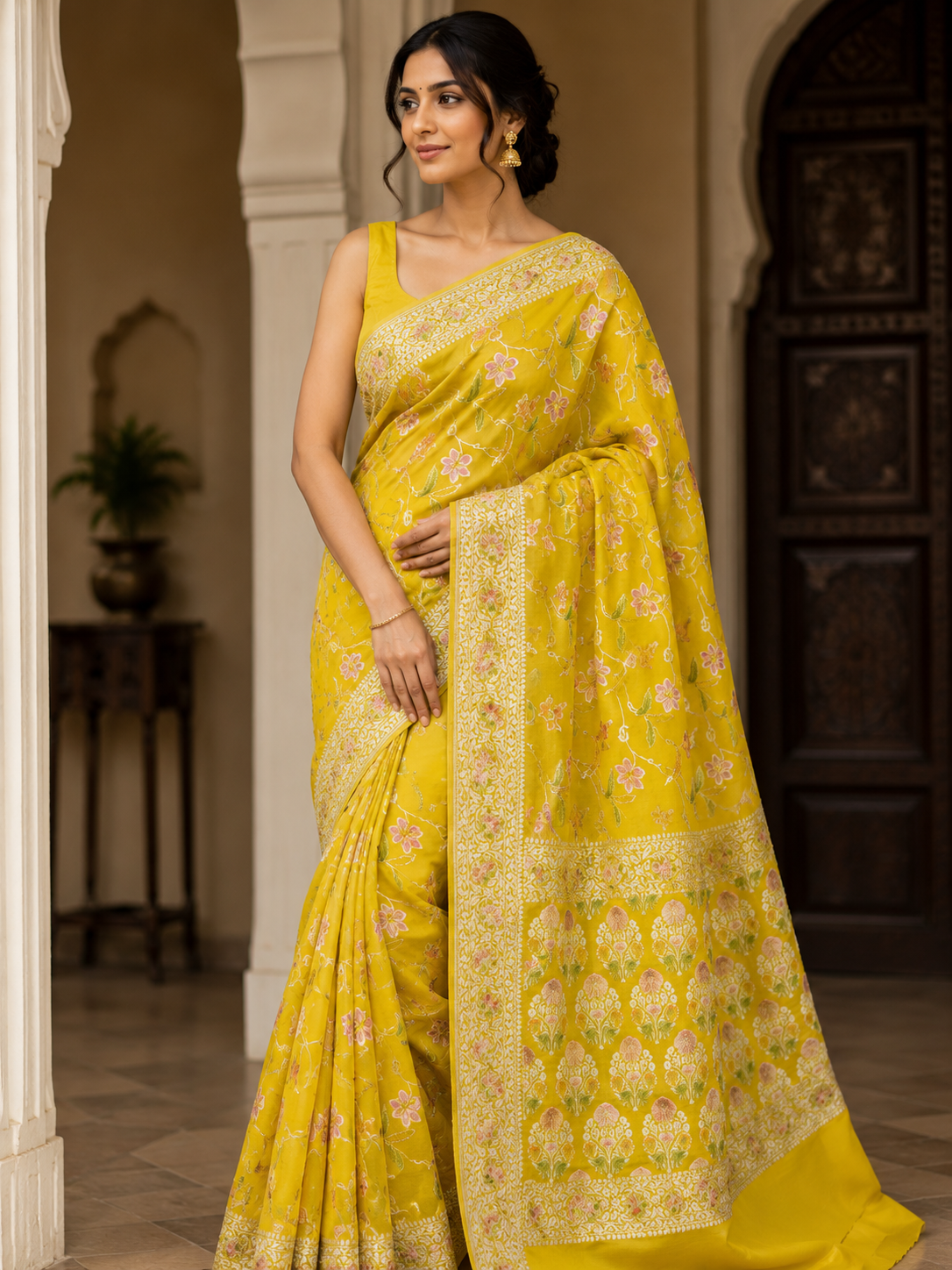Pure Handwoven Khaddi Chiffon Saree - Look 10 - khaddi chiffon Banarasi Silk Saree | Shri Geeta Sarees