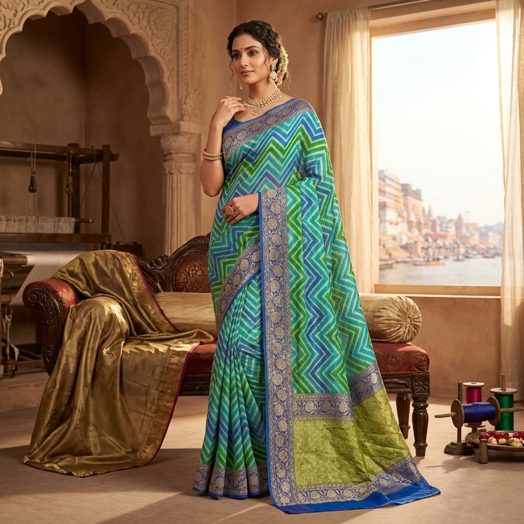 Pure Handwoven Khaddi Chiffon Saree - Look 19 - khaddi chiffon Banarasi Silk Saree | Shri Geeta Sarees