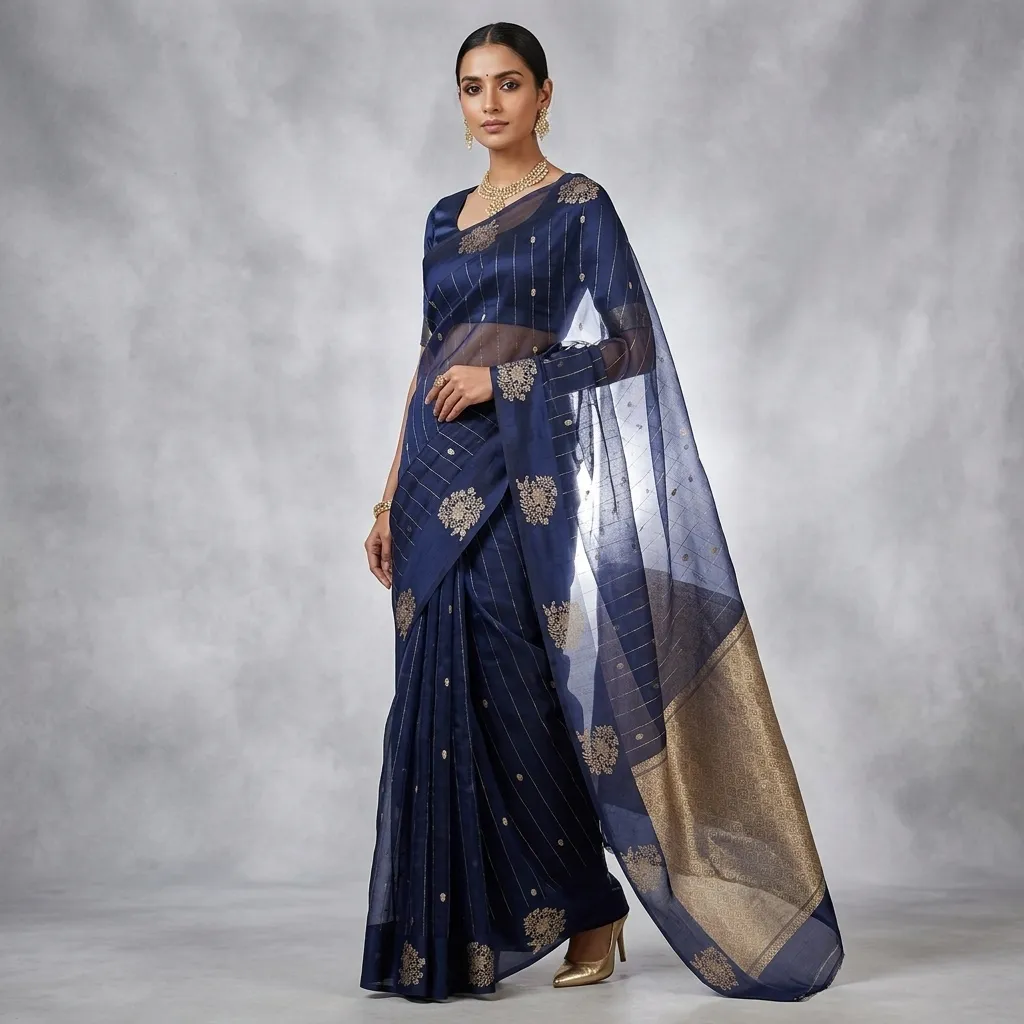 Pure Handwoven Kora Organza Saree - Look 20 - organza Banarasi Silk Saree | Shri Geeta Sarees