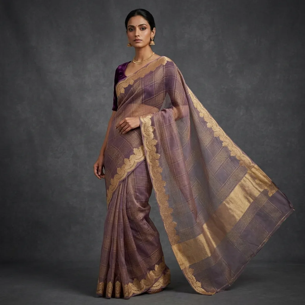 Pure Handwoven Kora Organza Saree - Look 21 - organza Banarasi Silk Saree | Shri Geeta Sarees