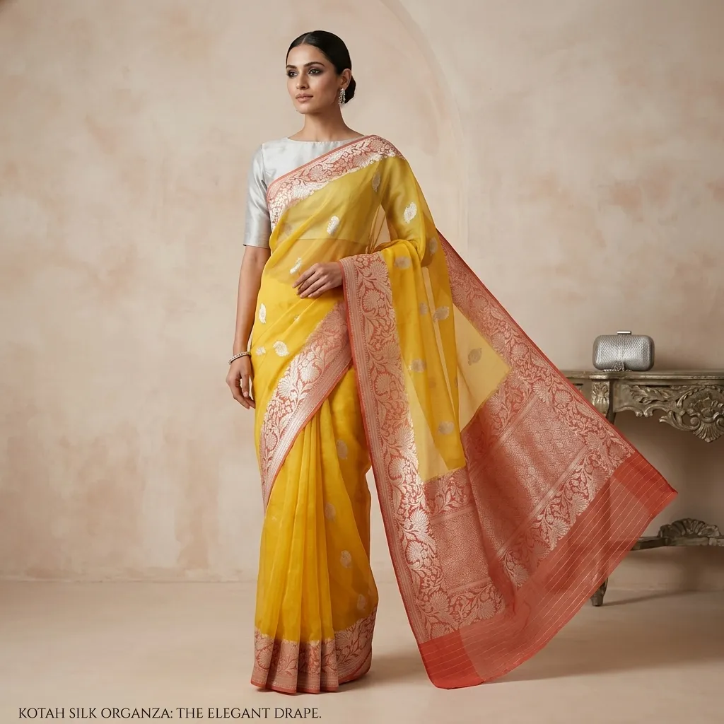 Pure Handwoven Organza Saree - Look 8 - Detail View 1 | Shri Geeta Sarees