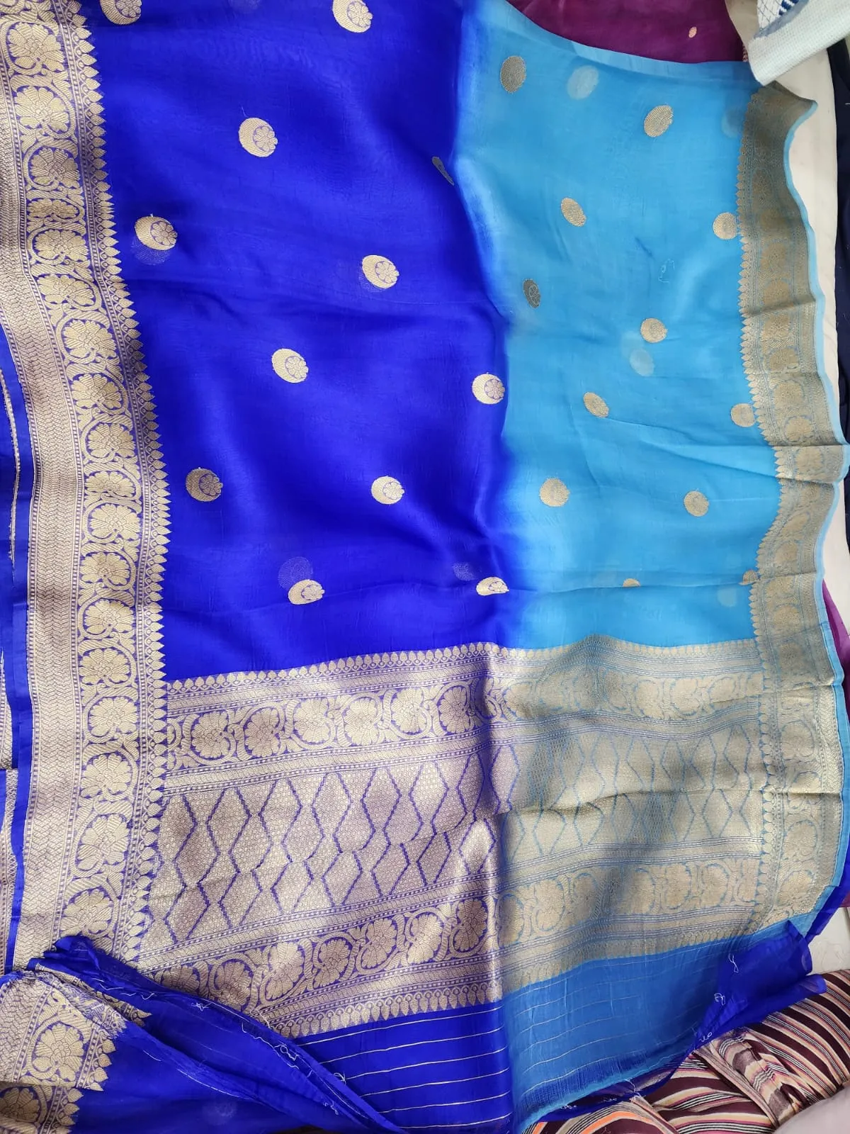 Pure Handwoven Kora Organza Saree - Look 1 - Detail View 2 Pure Handwoven Kora Organza Saree - Look 1 - Detail View 2 | Shri Geeta Sarees