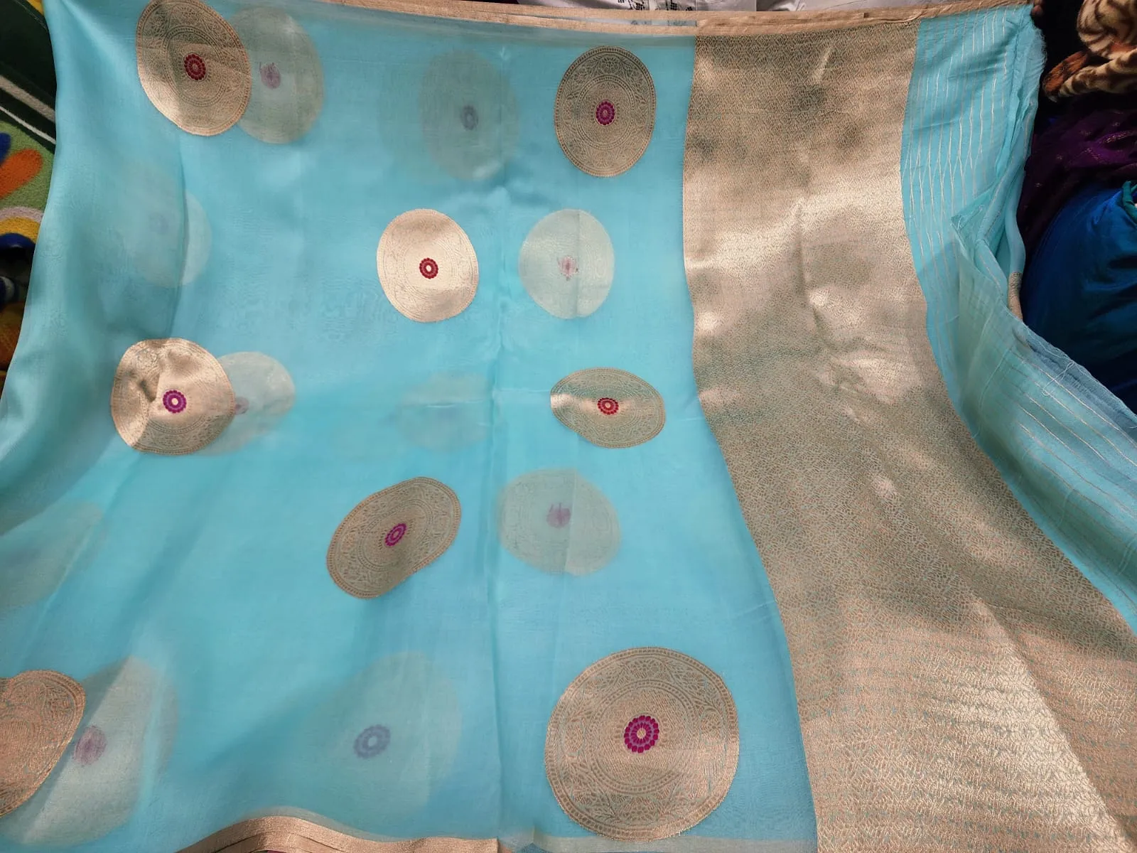 Pure Handwoven Kora Organza Saree - Look 16 - Detail View 3 | Shri Geeta Sarees