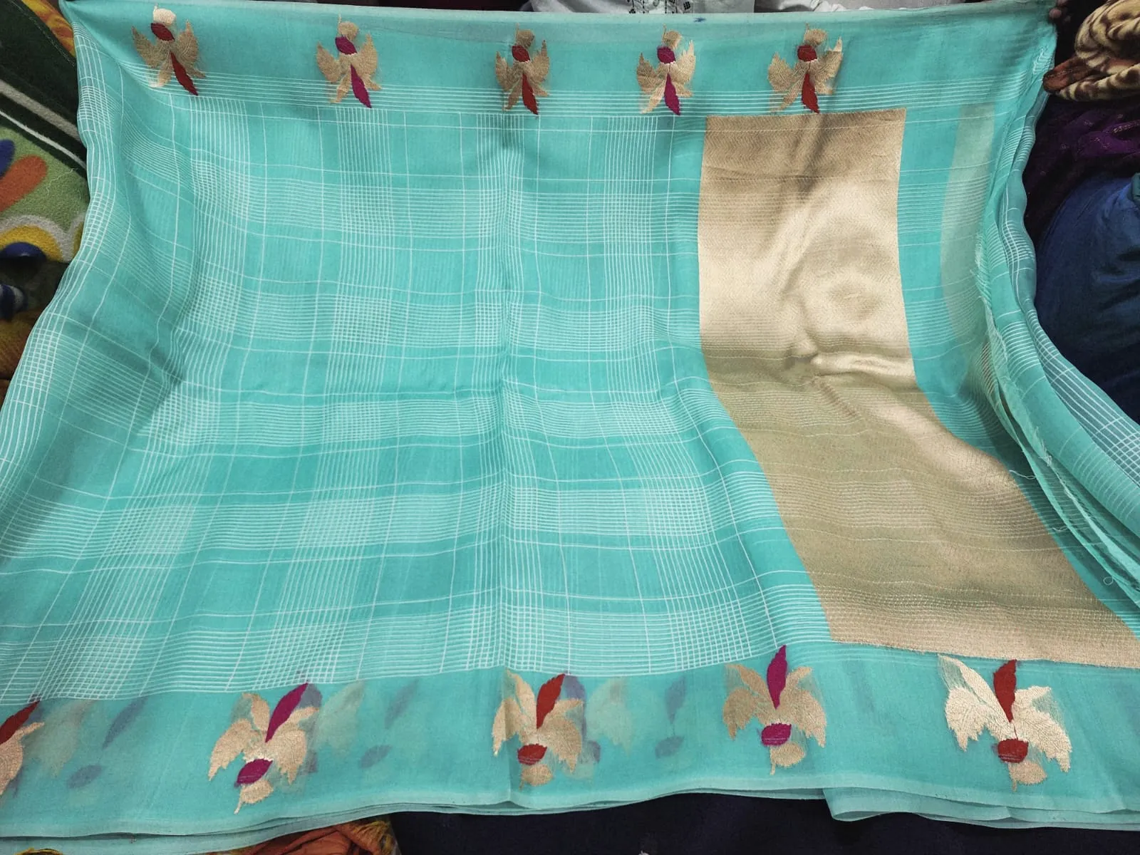 Pure Handwoven Kora Organza Saree - Look 22 - Detail View 3 | Shri Geeta Sarees