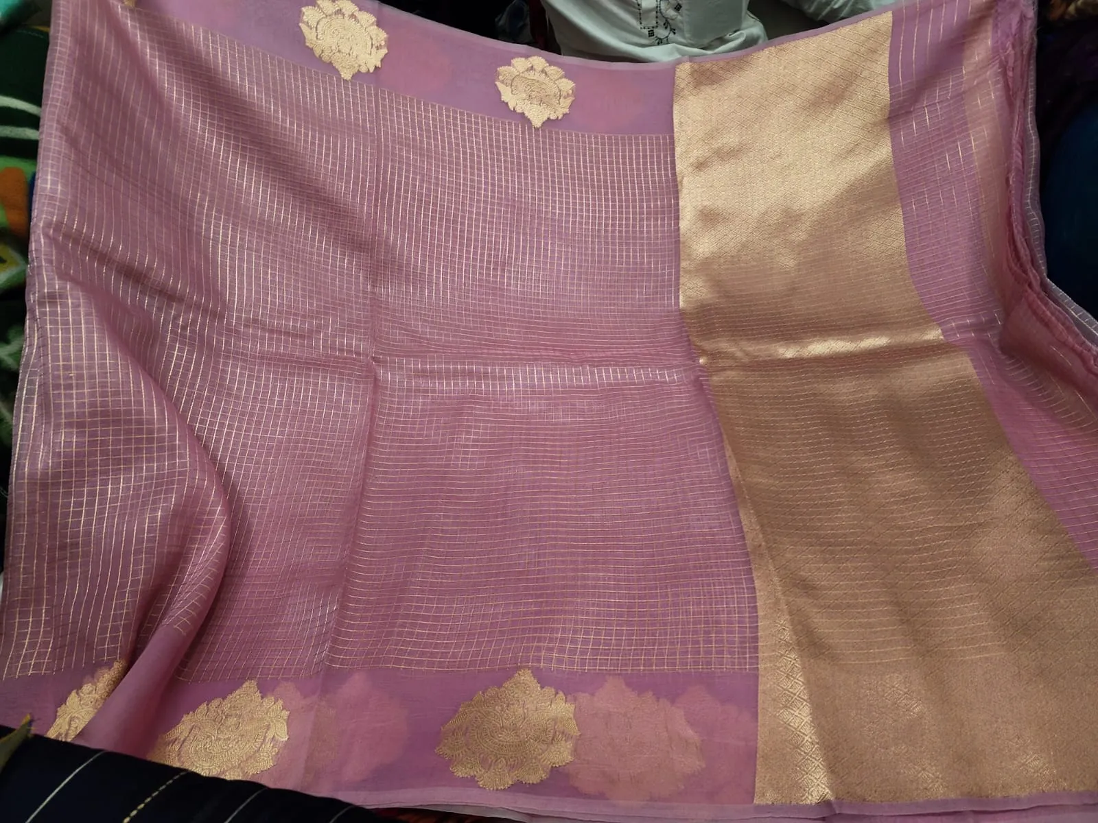Pure Handwoven Kora Organza Saree - Look 28 - Detail View 2 | Shri Geeta Sarees