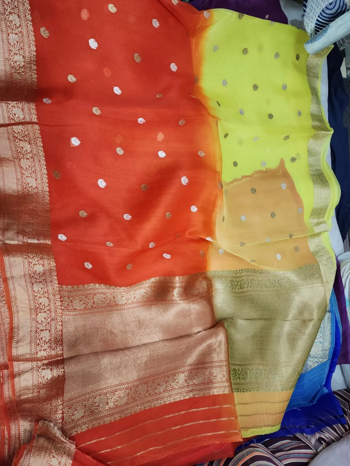 Pure Handwoven Kora Organza Saree - Look 3 - Detail View 2 Pure Handwoven Kora Organza Saree - Look 3 - Detail View 2 | Shri Geeta Sarees