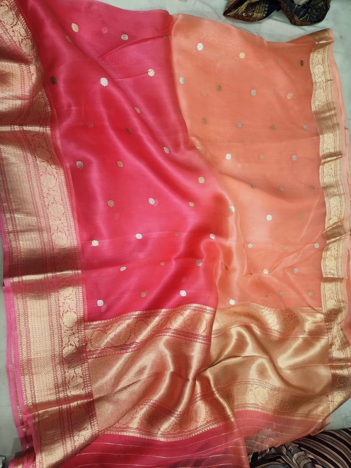 Pure Handwoven Kora Organza Saree - Look 7 - Detail View 2 Pure Handwoven Kora Organza Saree - Look 7 - Detail View 2 | Shri Geeta Sarees