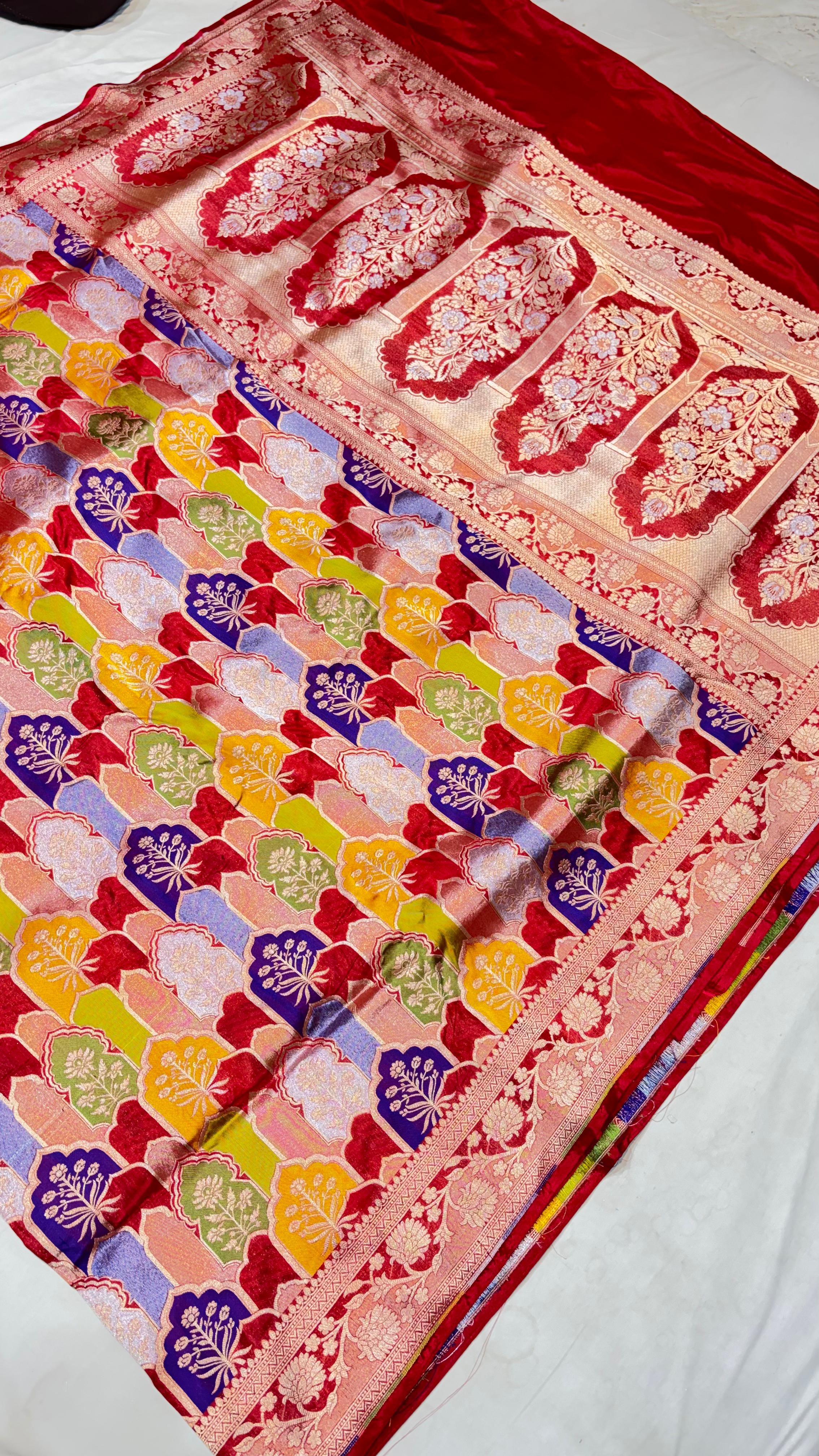 Pure Rangkat Katan Silk Saree - Look 1 - Detail View 2 | Shri Geeta Sarees