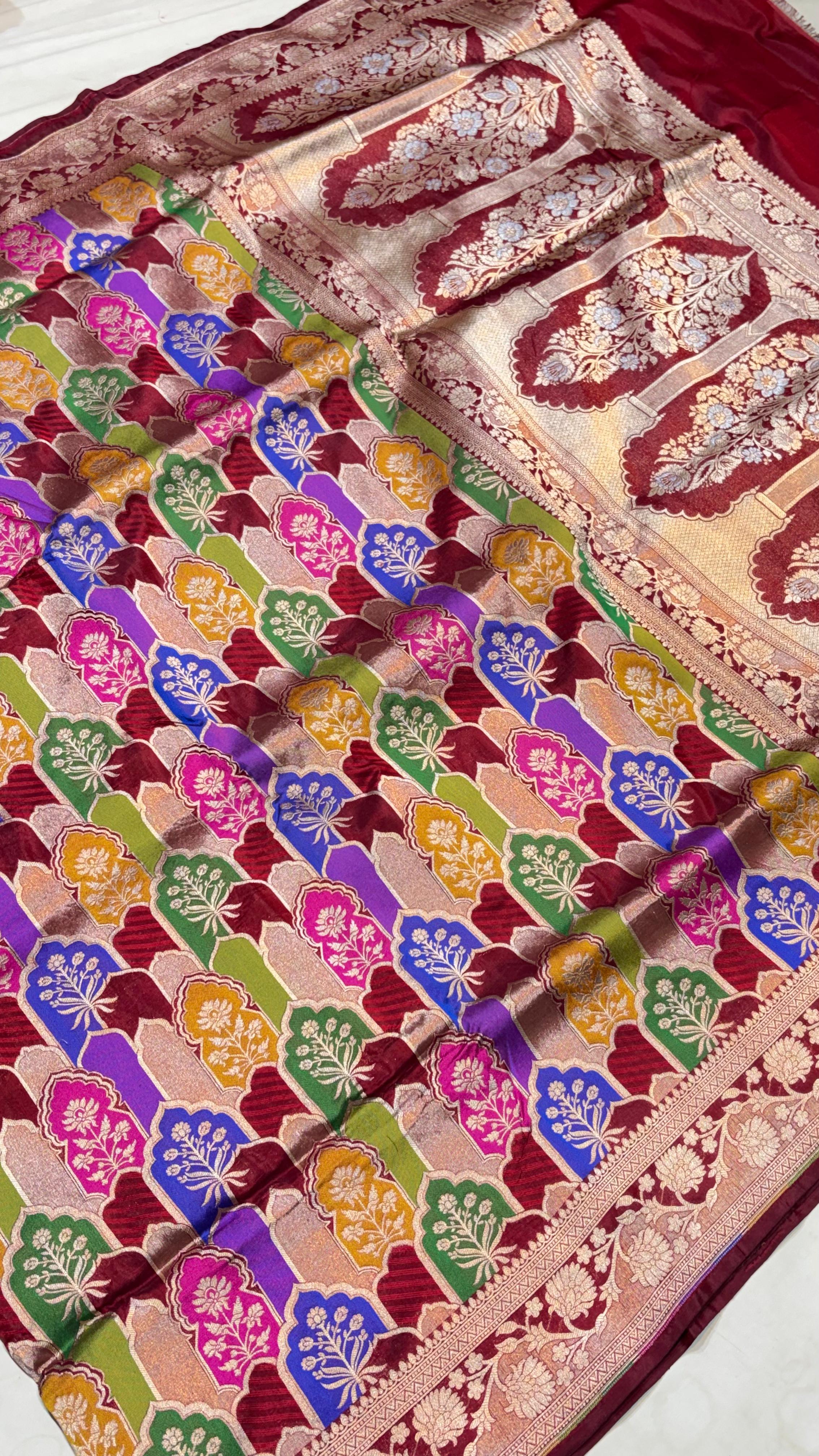 Pure Rangkat Katan Silk Saree - Look 3 - Detail View 2 | Shri Geeta Sarees