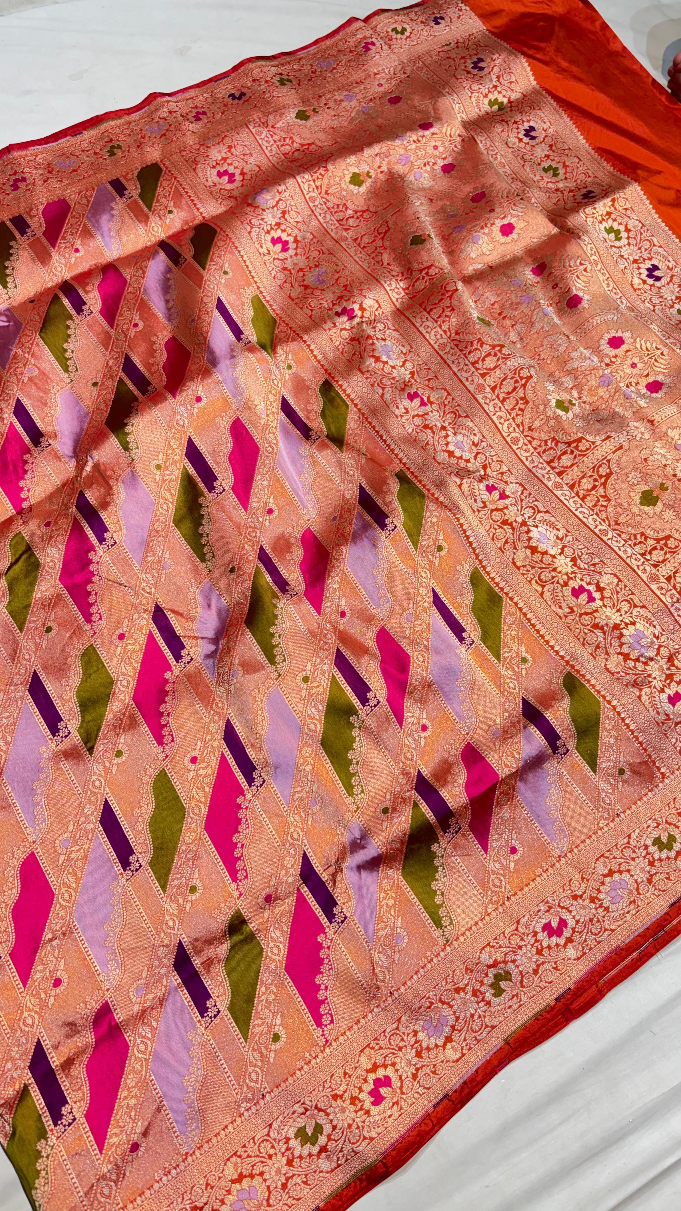 Pure Rangkat Katan Silk Saree - Look 6 - Detail View 2 | Shri Geeta Sarees