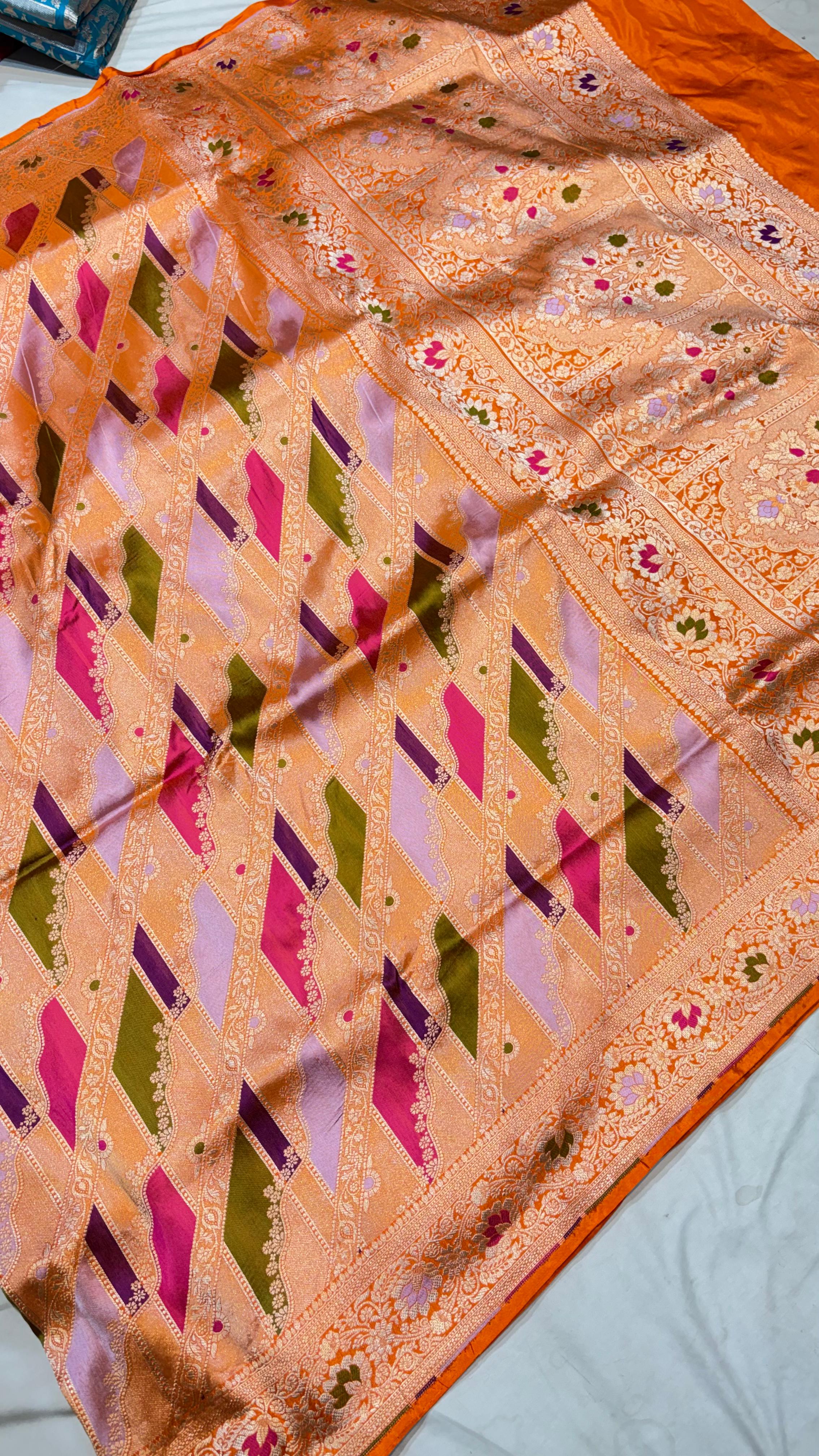 Pure Rangkat Katan Silk Saree - Look 8 - Detail View 2 | Shri Geeta Sarees