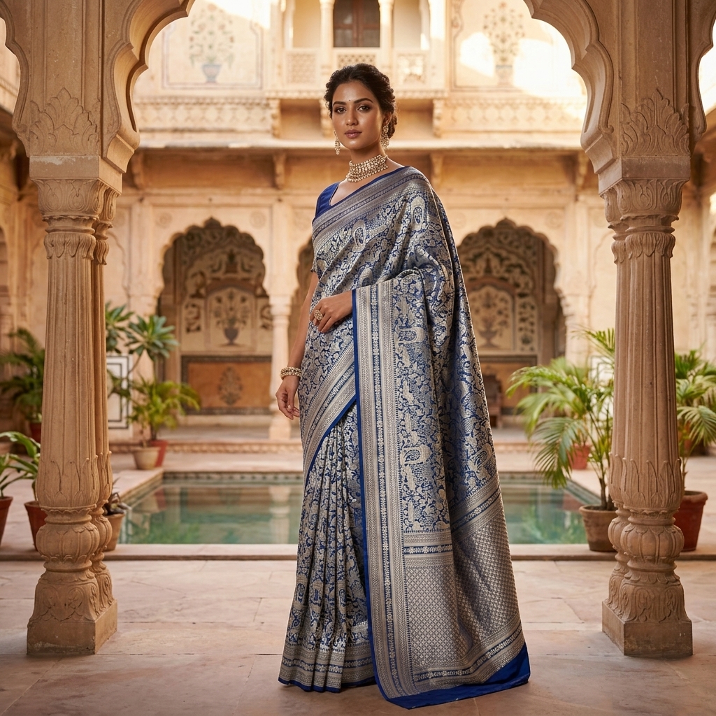 Pure Handwoven Silk Katan Saree - Look 19 - pure silk katan Banarasi Silk Saree | Shri Geeta Sarees