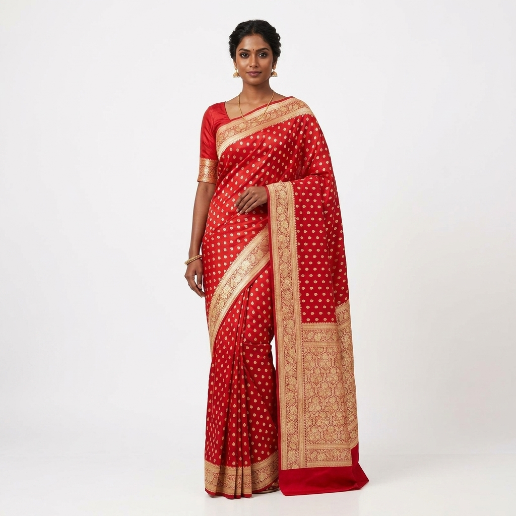 Pure Handwoven Silk Katan Saree - Look 25 - pure silk katan Banarasi Silk Saree | Shri Geeta Sarees