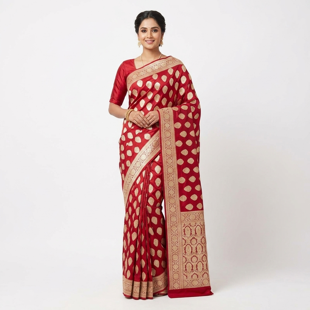 Pure Handwoven Silk Katan Saree - Look 27 - pure silk katan Banarasi Silk Saree | Shri Geeta Sarees