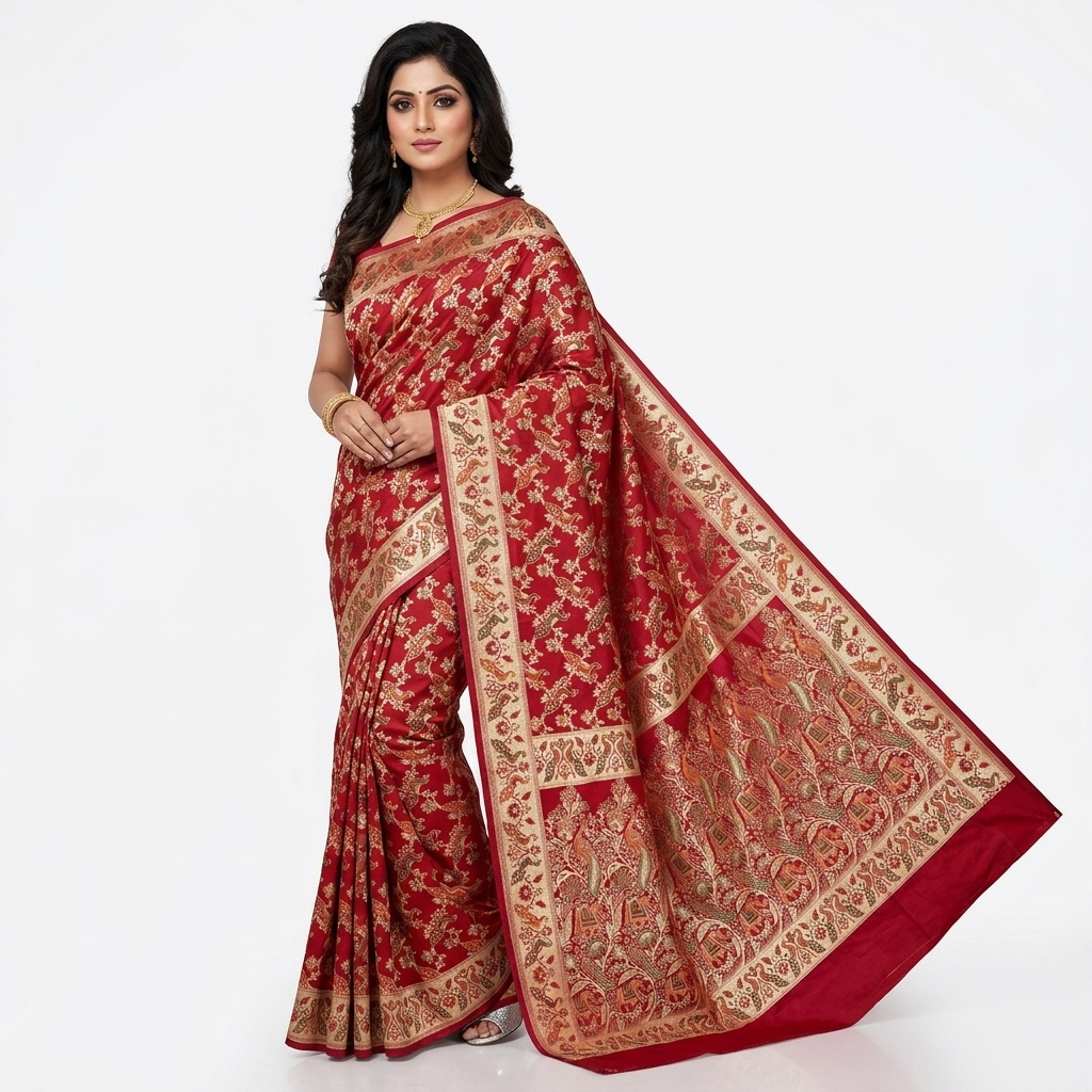 Pure Handwoven Silk Katan Saree - Look 28 - pure silk katan Banarasi Silk Saree | Shri Geeta Sarees