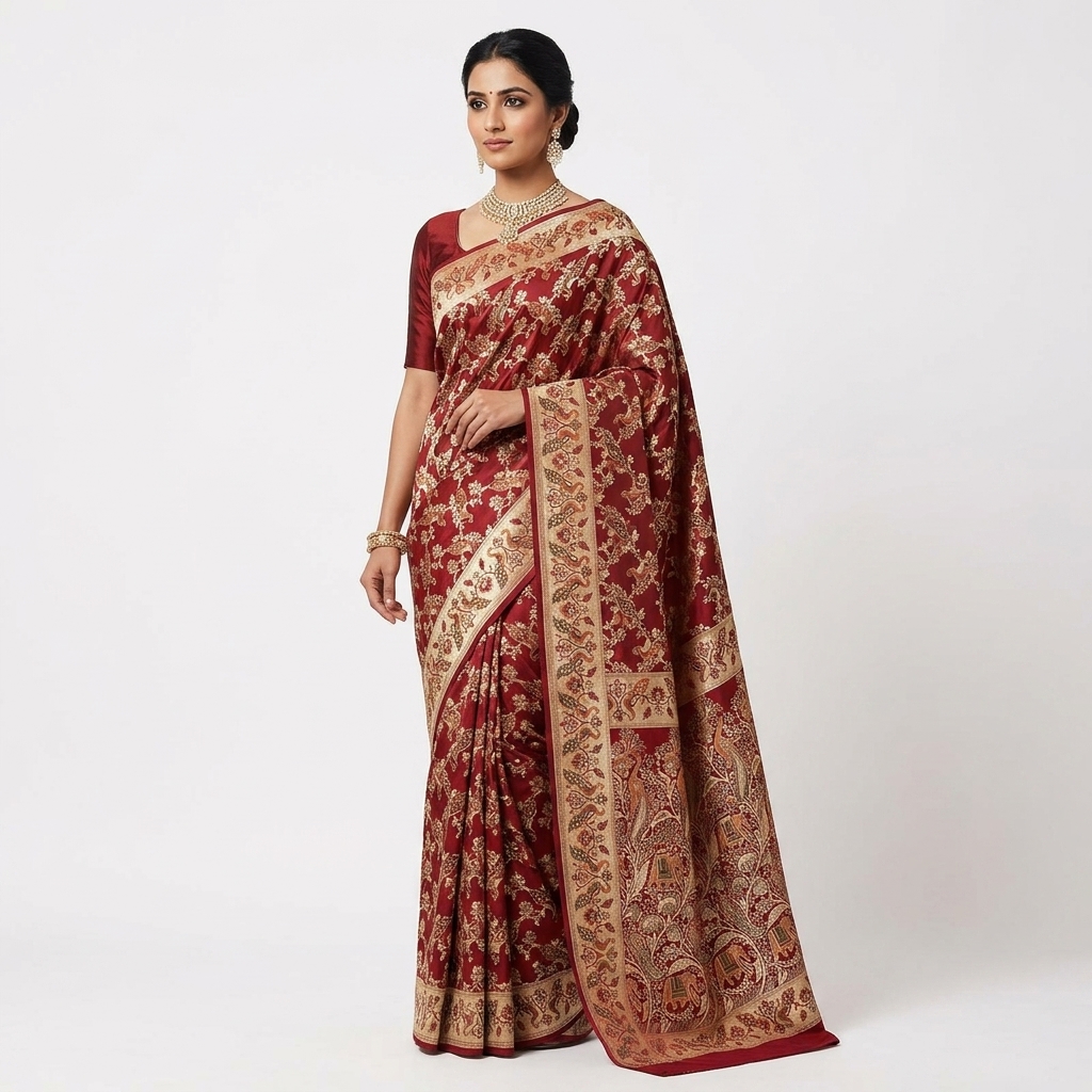Pure Handwoven Silk Katan Saree - Look 29 - pure silk katan Banarasi Silk Saree | Shri Geeta Sarees