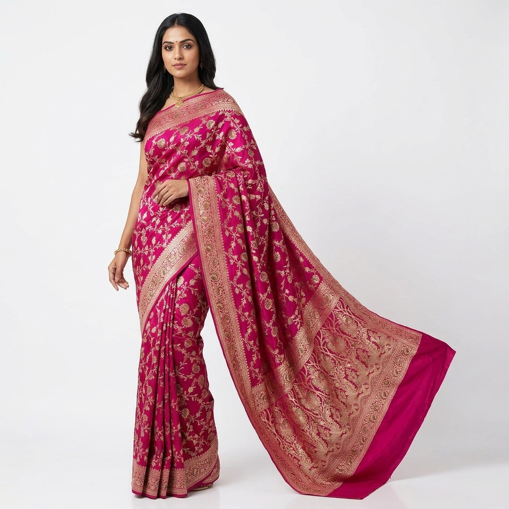 Pure Handwoven Silk Katan Saree - Look 30 - pure silk katan Banarasi Silk Saree | Shri Geeta Sarees