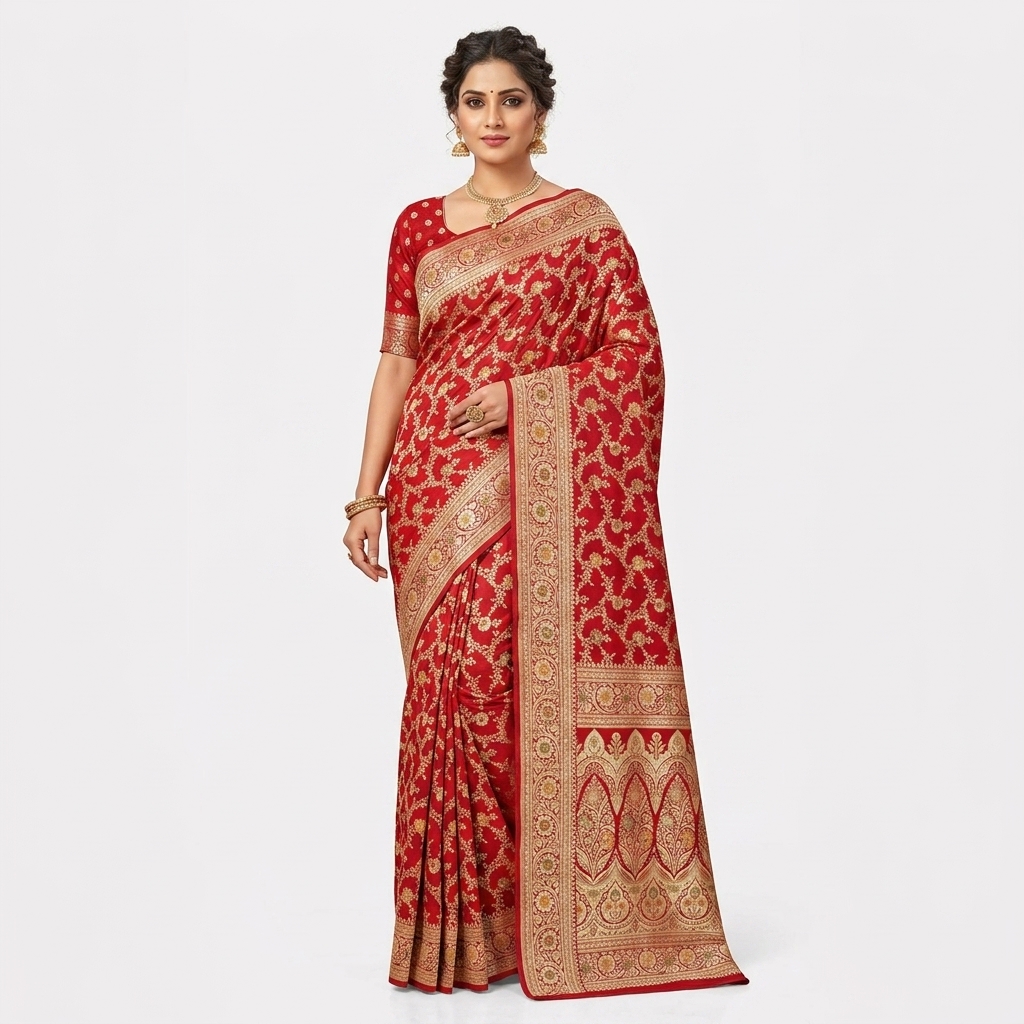 Pure Handwoven Silk Katan Saree - Look 33 - pure silk katan Banarasi Silk Saree | Shri Geeta Sarees