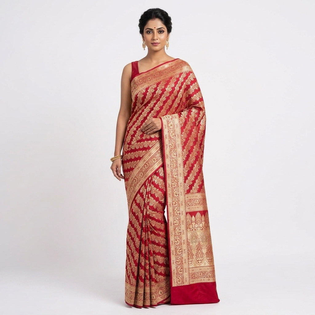 Pure Handwoven Silk Katan Saree - Look 36 - pure silk katan Banarasi Silk Saree | Shri Geeta Sarees
