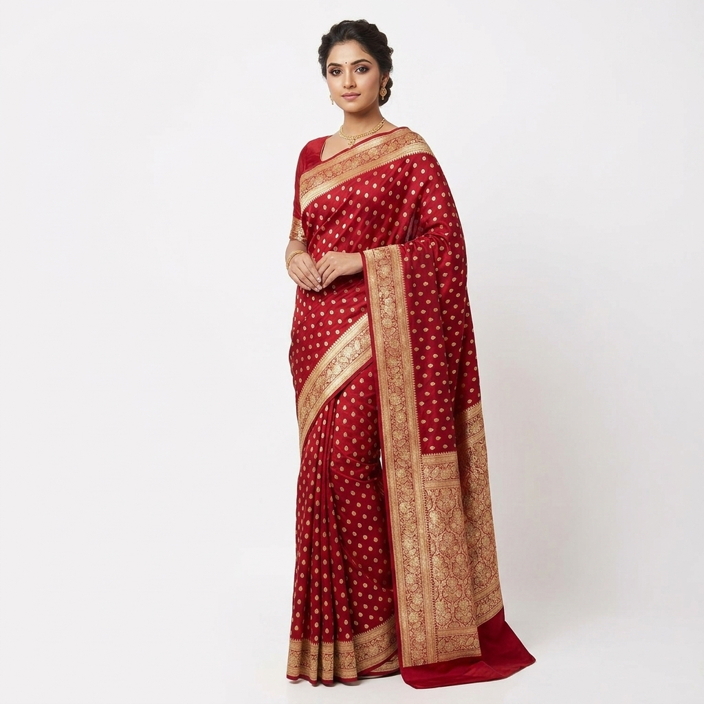 Pure Handwoven Silk Katan Saree - Look 38 - pure silk katan Banarasi Silk Saree | Shri Geeta Sarees