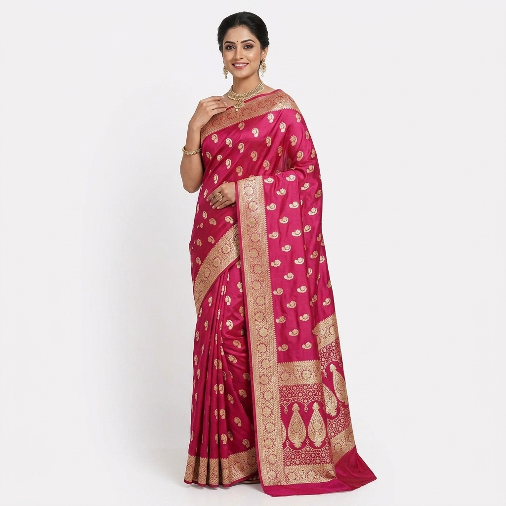 Pure Handwoven Silk Katan Saree - Look 39 - pure silk katan Banarasi Silk Saree | Shri Geeta Sarees
