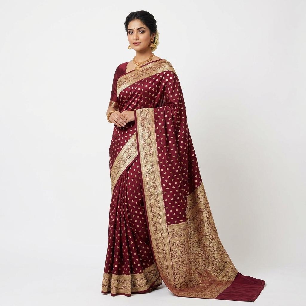 Pure Handwoven Silk Katan Saree - Look 40 - pure silk katan Banarasi Silk Saree | Shri Geeta Sarees