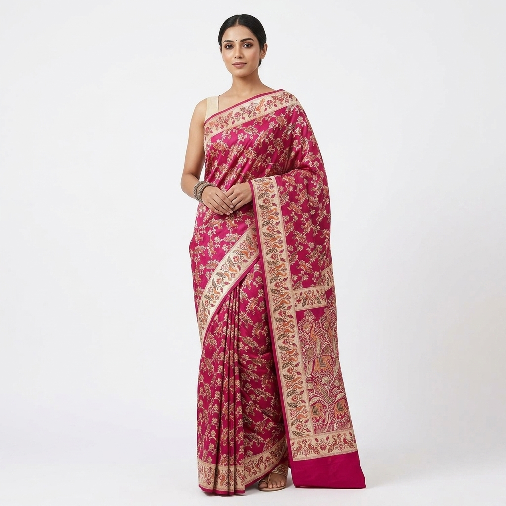 Pure Handwoven Silk Katan Saree - Look 41 - pure silk katan Banarasi Silk Saree | Shri Geeta Sarees