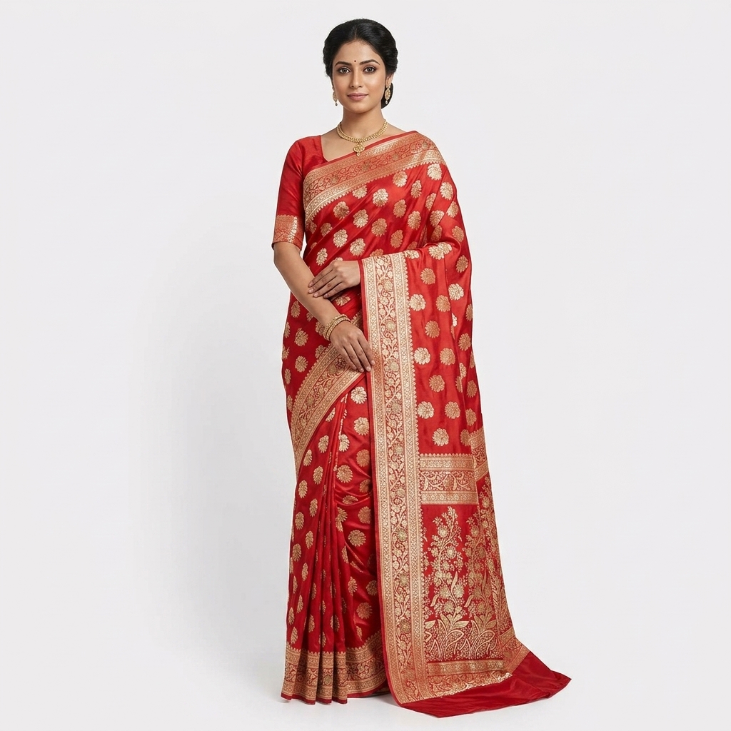 Pure Handwoven Silk Katan Saree - Look 42 - pure silk katan Banarasi Silk Saree | Shri Geeta Sarees