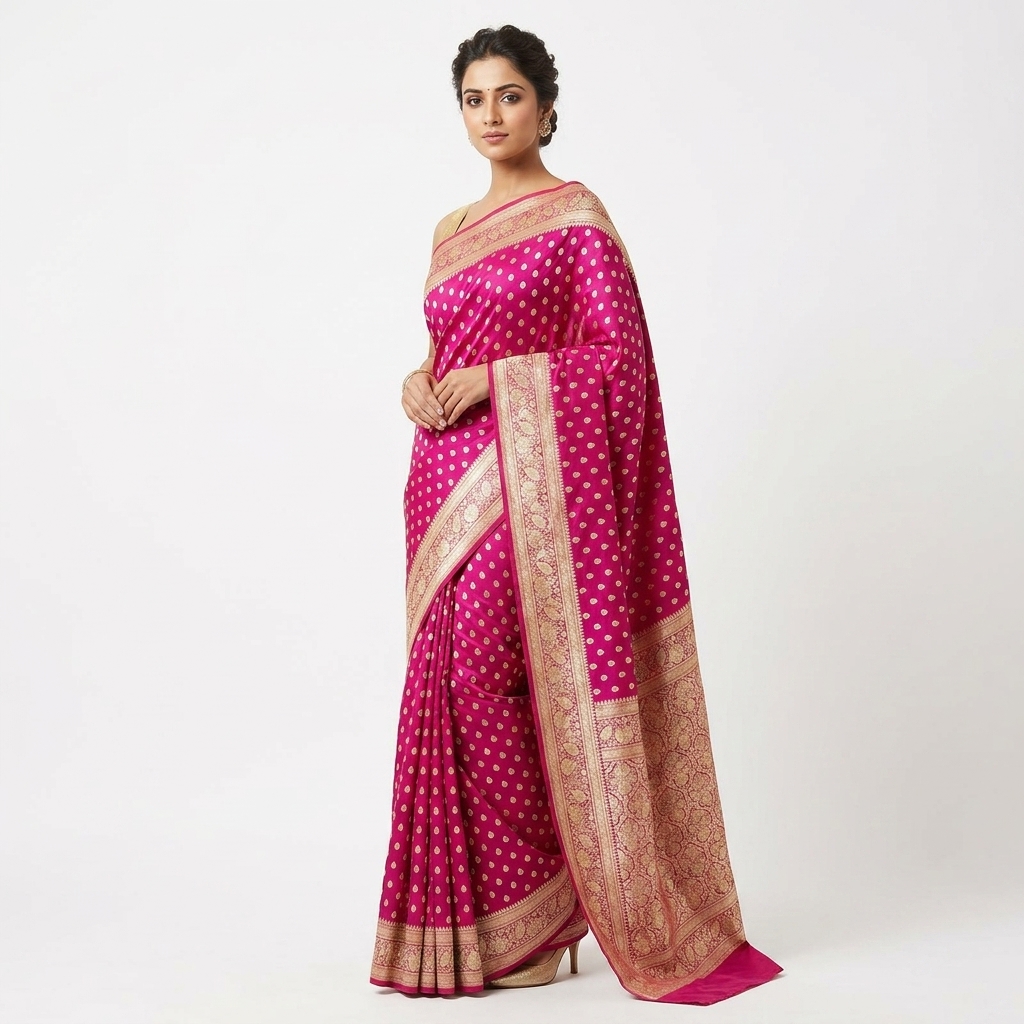 Pure Handwoven Silk Katan Saree - Look 45 - pure silk katan Banarasi Silk Saree | Shri Geeta Sarees
