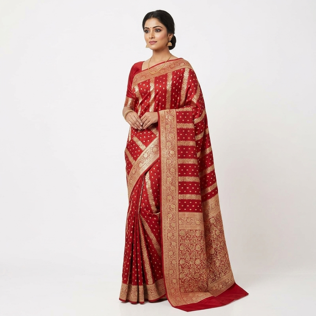 Pure Handwoven Silk Katan Saree - Look 46 - pure silk katan Banarasi Silk Saree | Shri Geeta Sarees