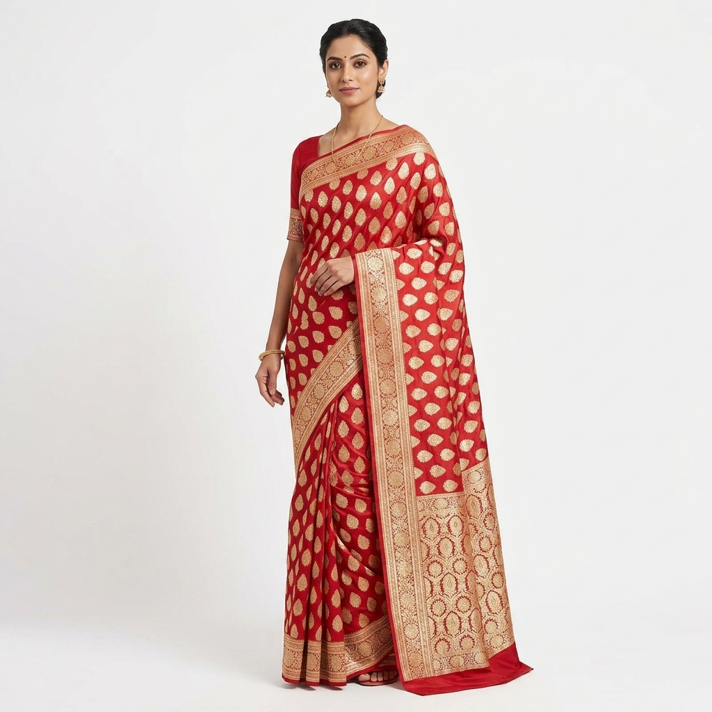 Pure Handwoven Silk Katan Saree - Look 47 - pure silk katan Banarasi Silk Saree | Shri Geeta Sarees