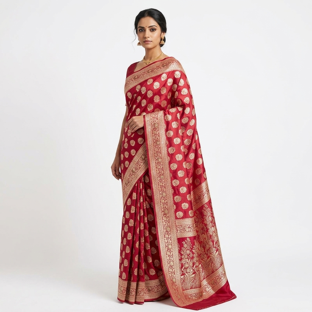 Pure Handwoven Silk Katan Saree - Look 49 - pure silk katan Banarasi Silk Saree | Shri Geeta Sarees