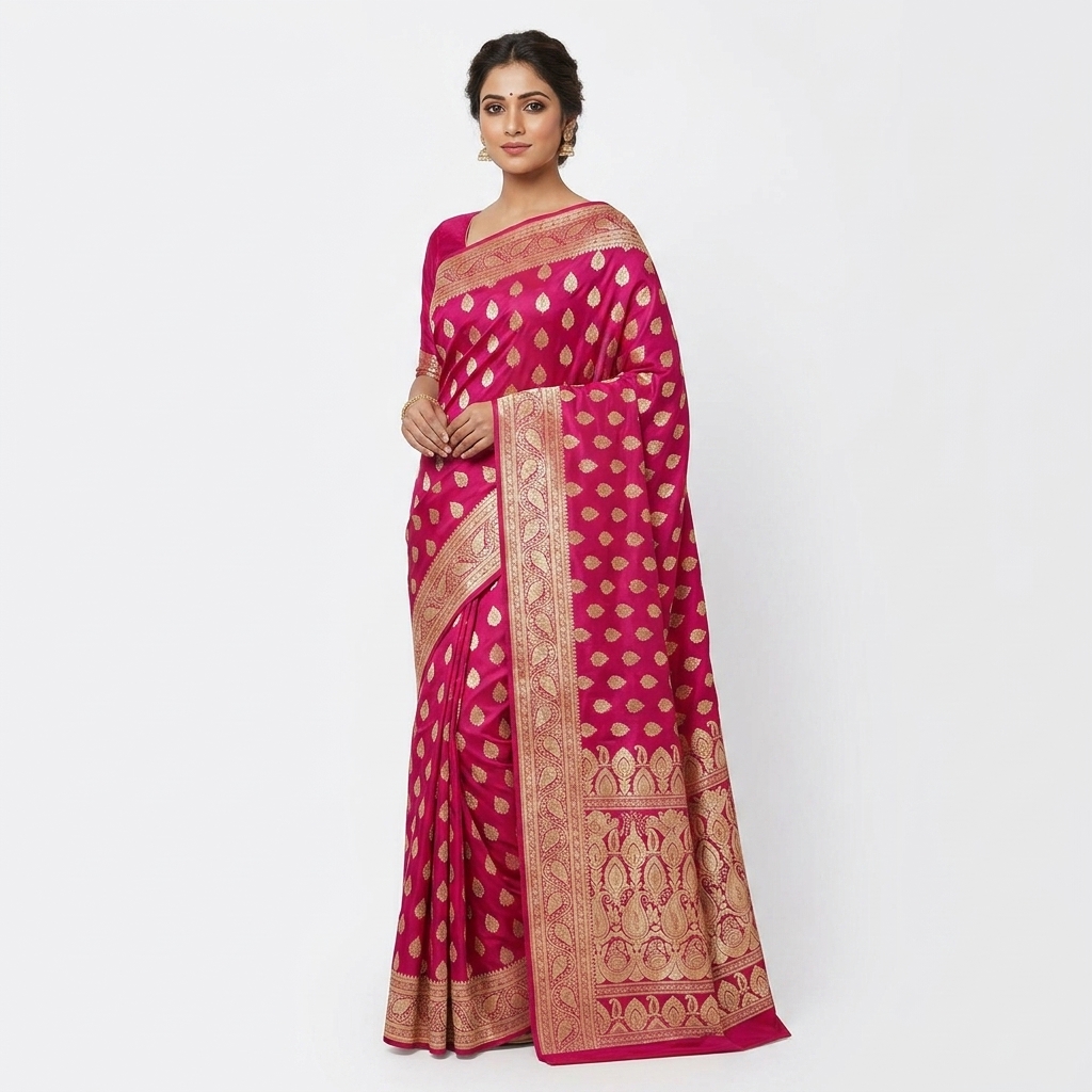 Pure Handwoven Silk Katan Saree - Look 51 - pure silk katan Banarasi Silk Saree | Shri Geeta Sarees