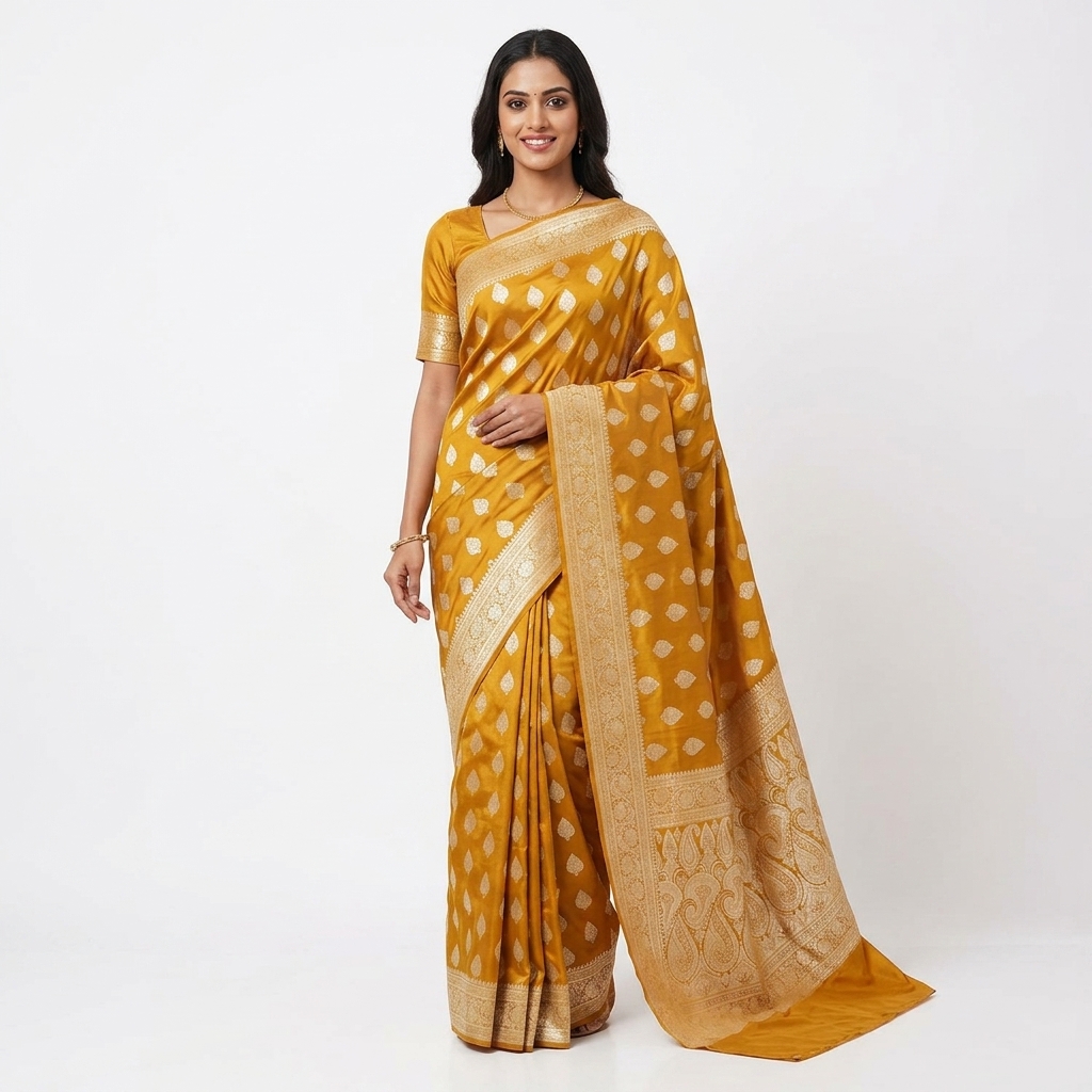 Pure Handwoven Silk Katan Saree - Look 52 - pure silk katan Banarasi Silk Saree | Shri Geeta Sarees