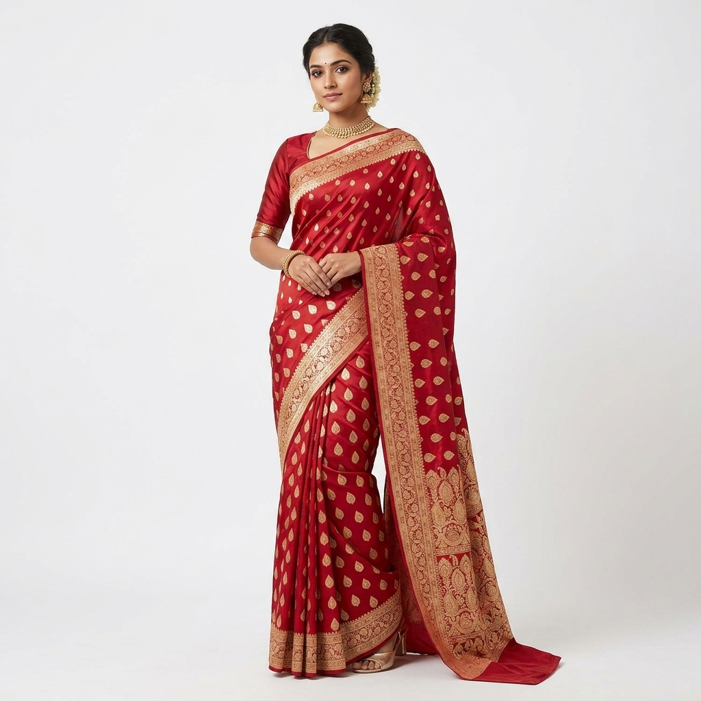 Pure Handwoven Silk Katan Saree - Look 53 - pure silk katan Banarasi Silk Saree | Shri Geeta Sarees
