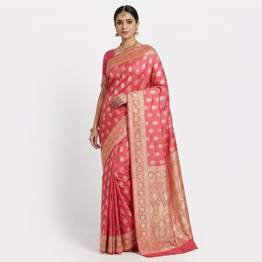 Pure Handwoven Silk Katan Saree - Look 54 - pure silk katan Banarasi Silk Saree | Shri Geeta Sarees