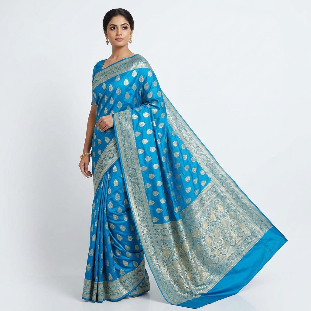 Pure Handwoven Silk Katan Saree - Look 55 - pure silk katan Banarasi Silk Saree | Shri Geeta Sarees