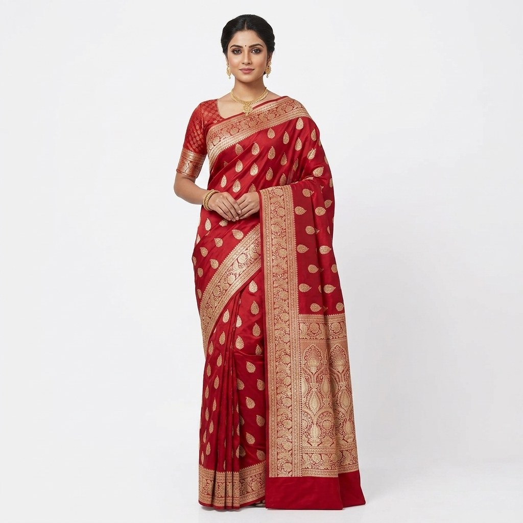Pure Handwoven Silk Katan Saree - Look 56 - pure silk katan Banarasi Silk Saree | Shri Geeta Sarees