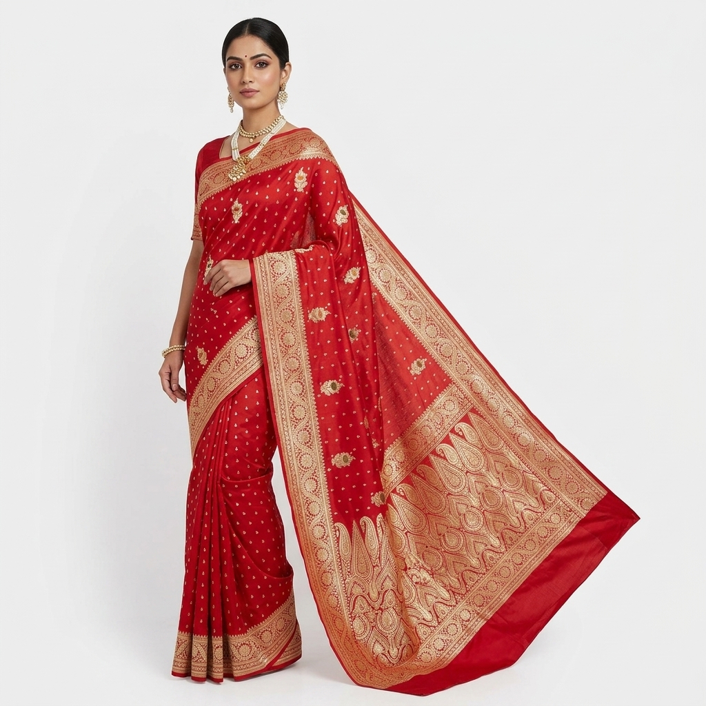 Pure Handwoven Silk Katan Saree - Look 58 - pure silk katan Banarasi Silk Saree | Shri Geeta Sarees