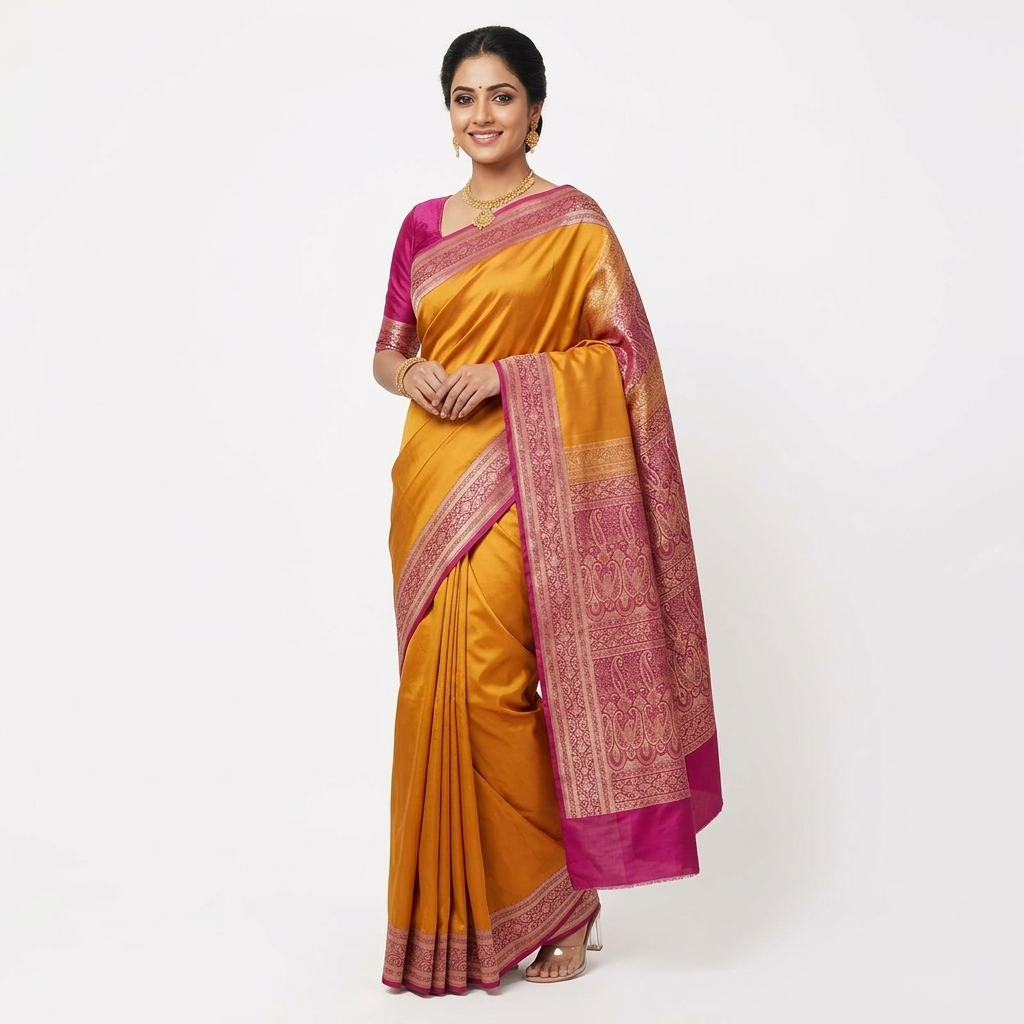 Pure Handwoven Silk Katan Saree - Look 61 - pure silk katan Banarasi Silk Saree | Shri Geeta Sarees