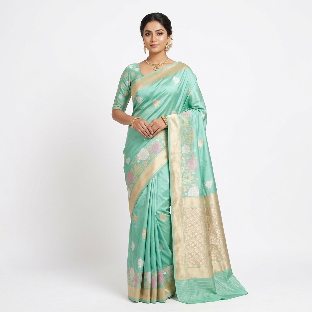 Pure Handwoven Silk Katan Saree - Look 64 - pure silk katan Banarasi Silk Saree | Shri Geeta Sarees