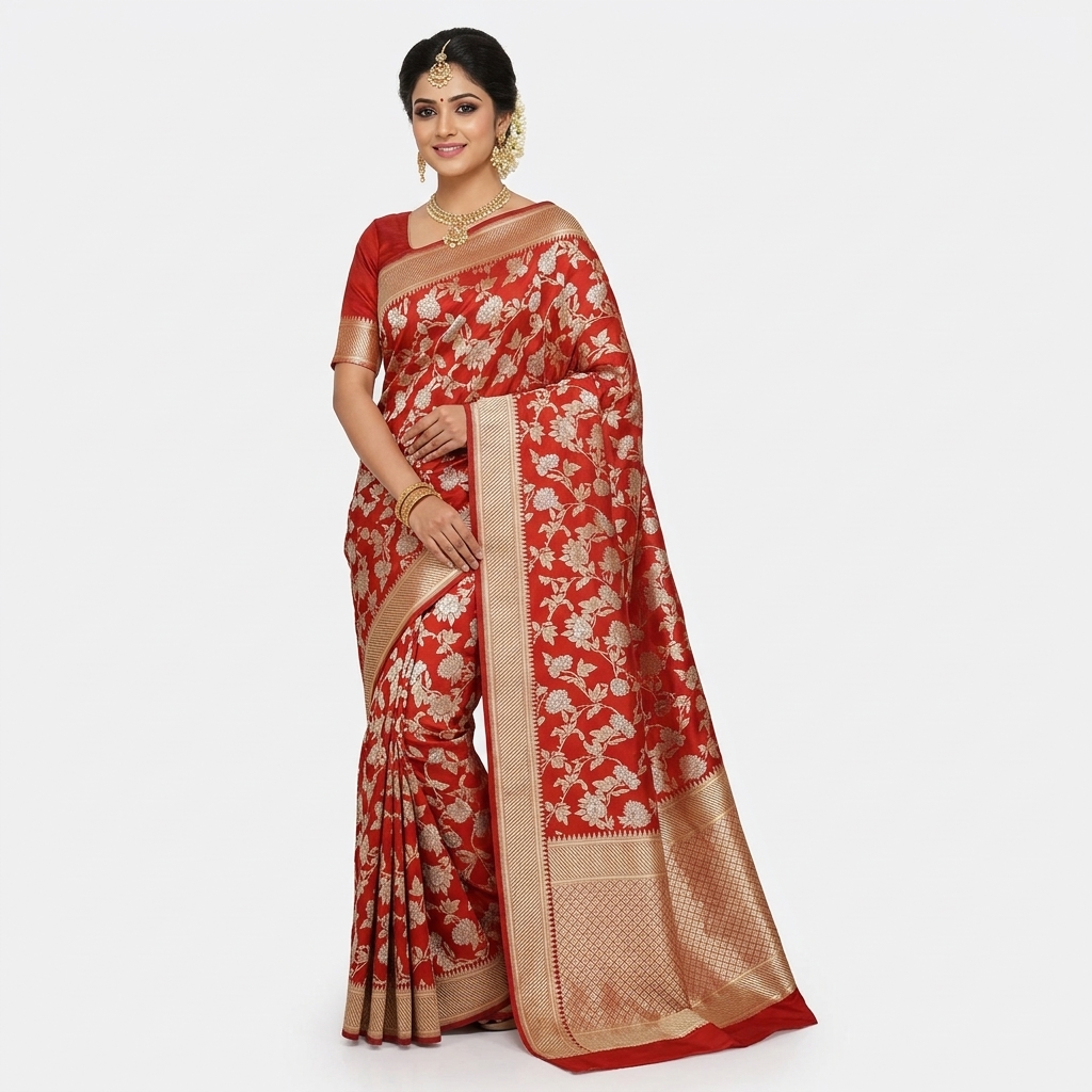 Pure Handwoven Silk Katan Saree - Look 65 - pure silk katan Banarasi Silk Saree | Shri Geeta Sarees