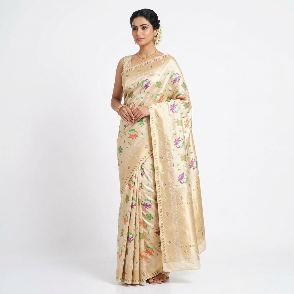 Pure Handwoven Silk Katan Saree - Look 66 - pure silk katan Banarasi Silk Saree | Shri Geeta Sarees