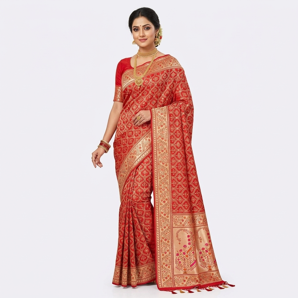 Pure Handwoven Silk Katan Saree - Look 67 - pure silk katan Banarasi Silk Saree | Shri Geeta Sarees