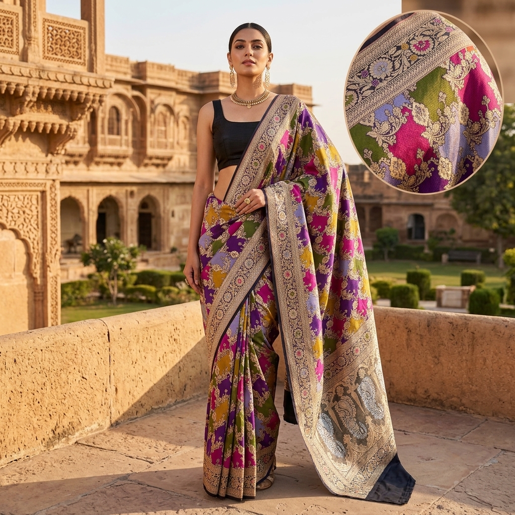Pure Rangkat Katan Silk Saree - Look 2 - pure silk katan Banarasi Silk Saree | Shri Geeta Sarees