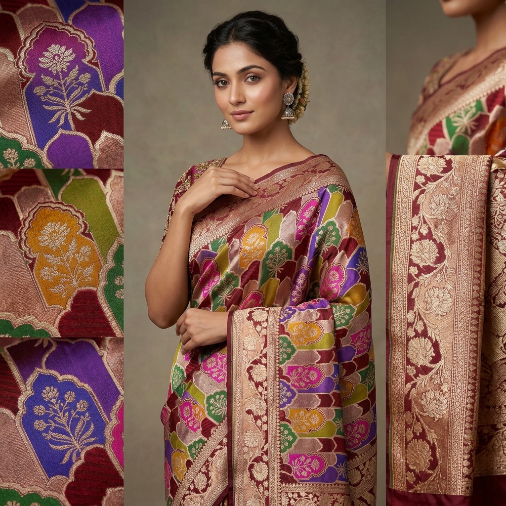 Pure Rangkat Katan Silk Saree - Look 3 - pure silk katan Banarasi Silk Saree | Shri Geeta Sarees