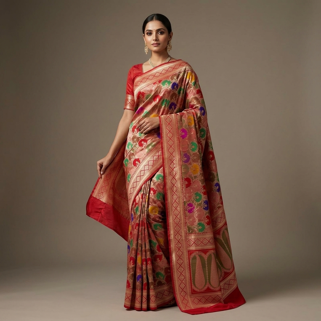 Pure Rangkat Katan Silk Saree - Look 4 - pure silk katan Banarasi Silk Saree | Shri Geeta Sarees