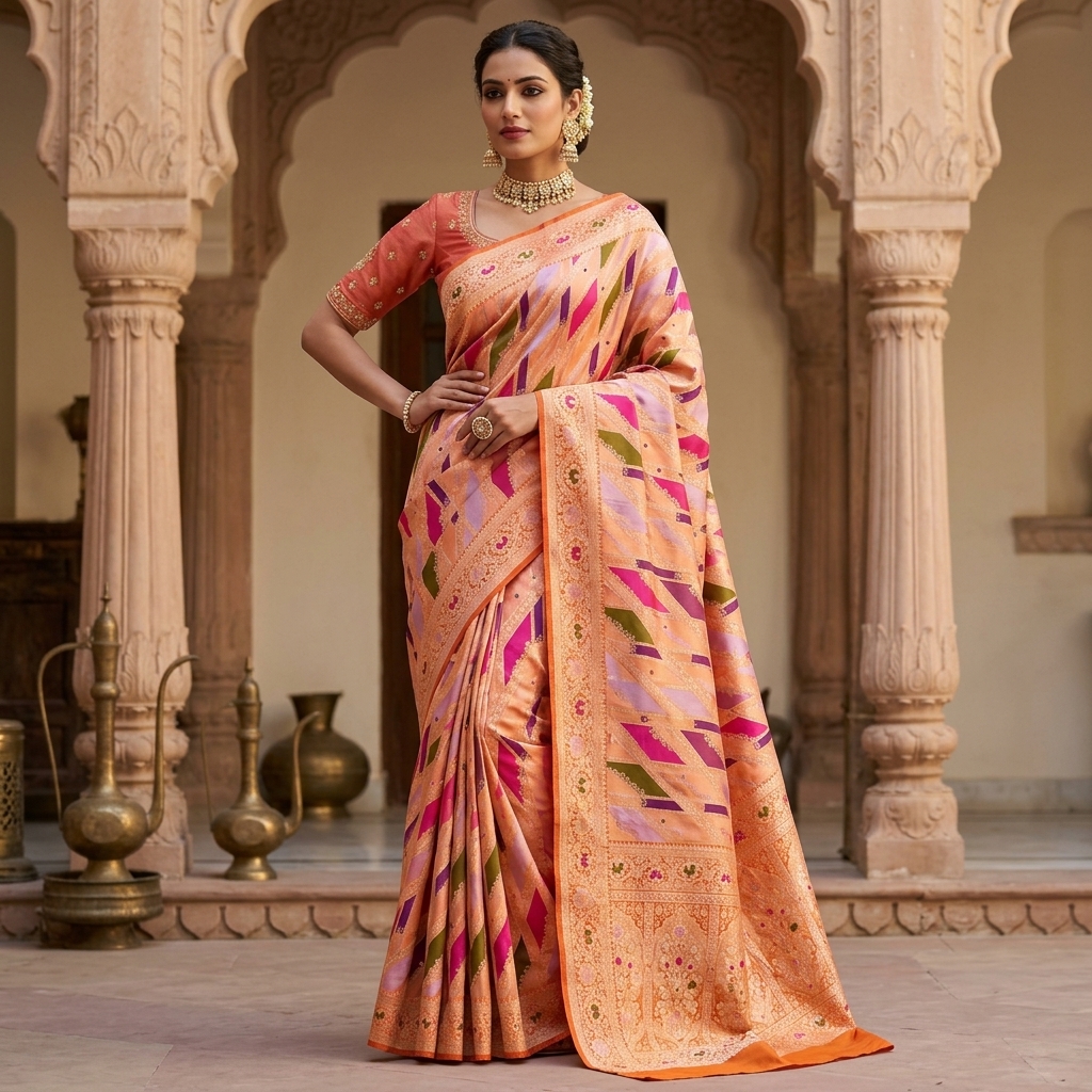 Pure Rangkat Katan Silk Saree - Look 8 - pure silk katan Banarasi Silk Saree | Shri Geeta Sarees