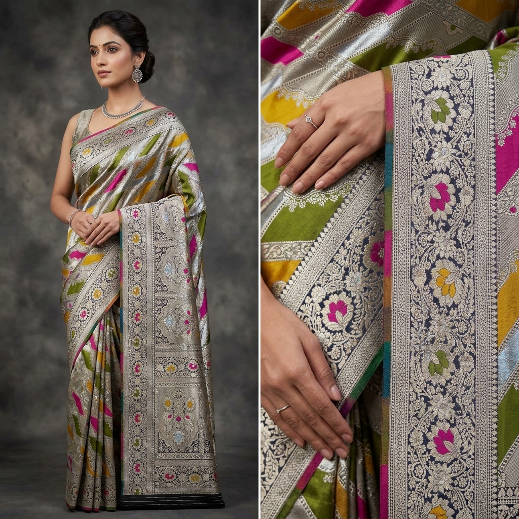 Pure Rangkat Katan Silk Saree - Look 9 - pure silk katan Banarasi Silk Saree | Shri Geeta Sarees